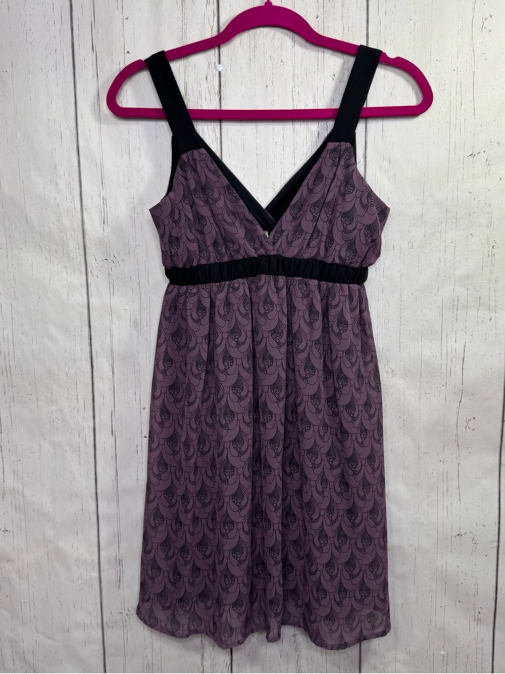 Johnny Martin Purple Black Babydoll Dress Coquette Boho Empire Waist Sleeveless